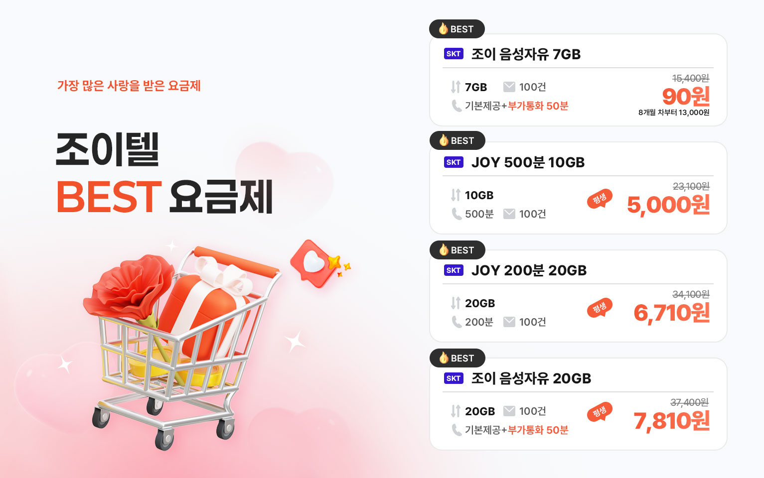 5월 조이텔 베스트 요금제