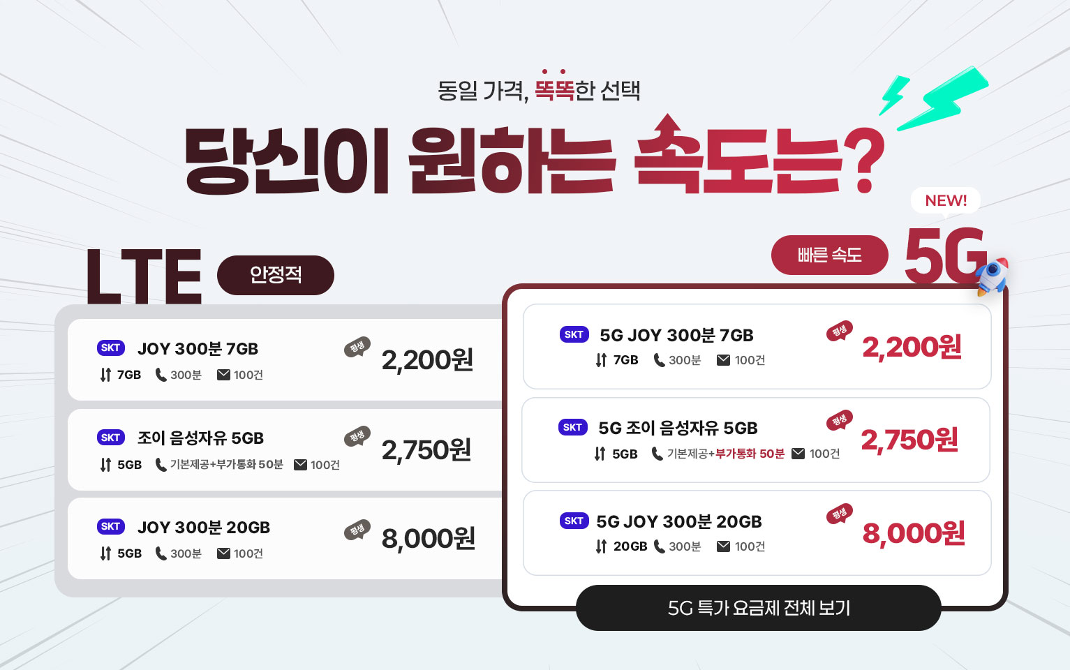12월 5G 신규요금제(VS)